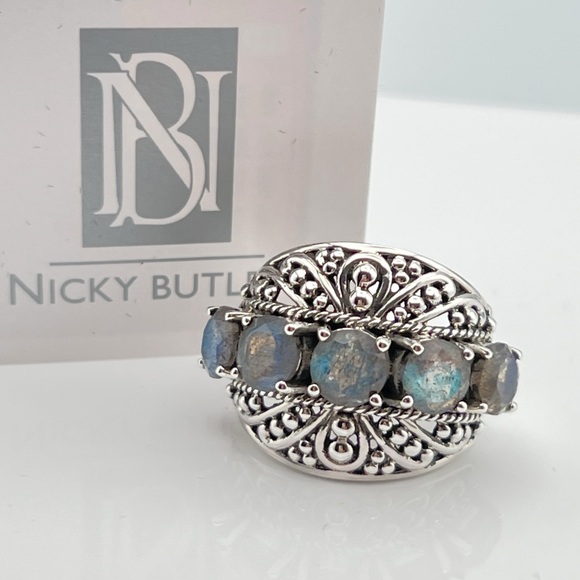 🌟NICKY BUTLER 925 Sterling Silver Labradorite Caviar Bead Dome Ring Size 6 NEW - Picture 11 of 12